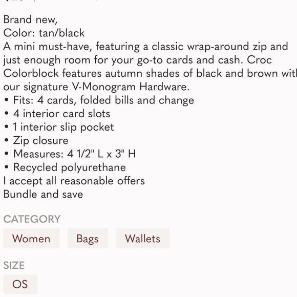 Victoria’s Secret Small Walter Croc Colorblock New with tags - Picture 7 of 7